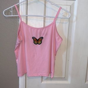 Pink butterfly tank top